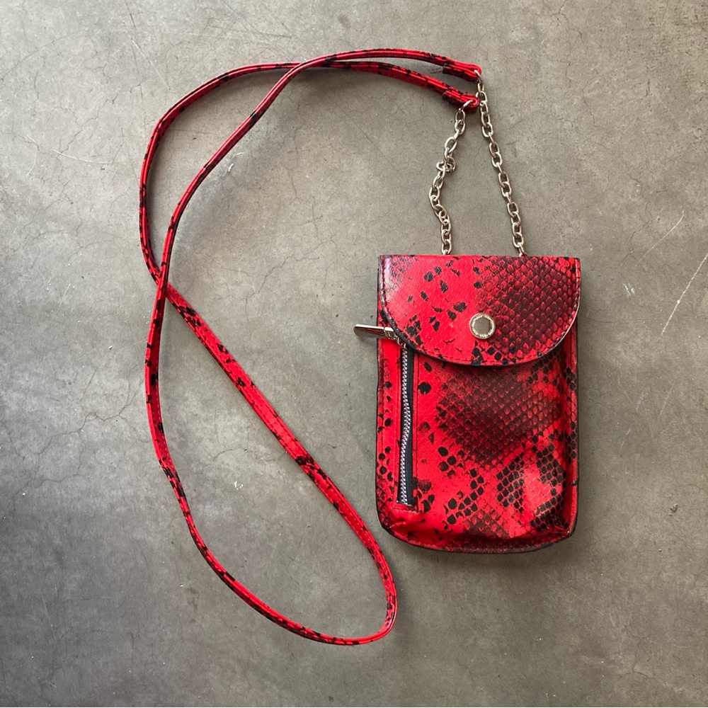 Red Snake Print Crossbody Bag